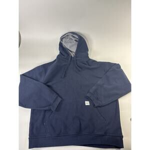 Eddie Bauer Workwear Hoodie Mens Size Extra Large Blue with Sleeve Spellout